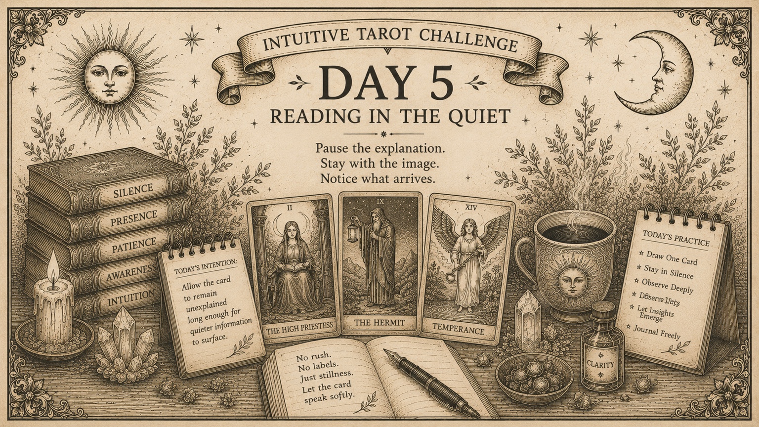 Intuitive Tarot Challenge Day 5: Reading in the Quiet